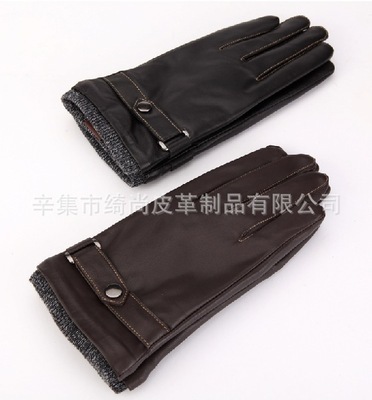 专业批发采购指南 男士山羊皮短螺纹袖口真皮手套